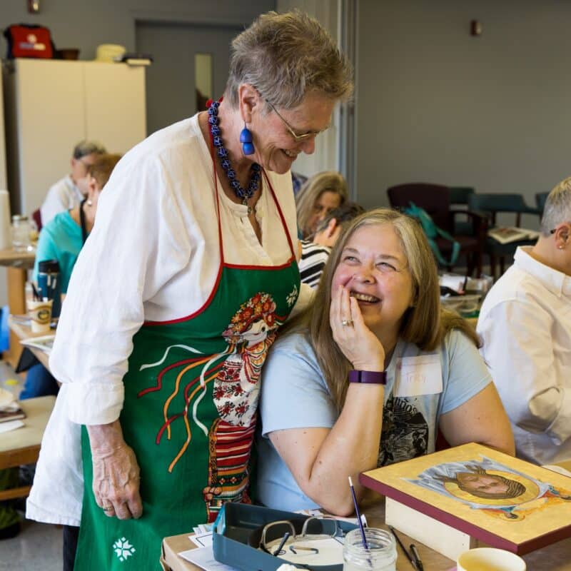 Suzanne Schleck Teaching Religious Icon Painting at St. Stephens